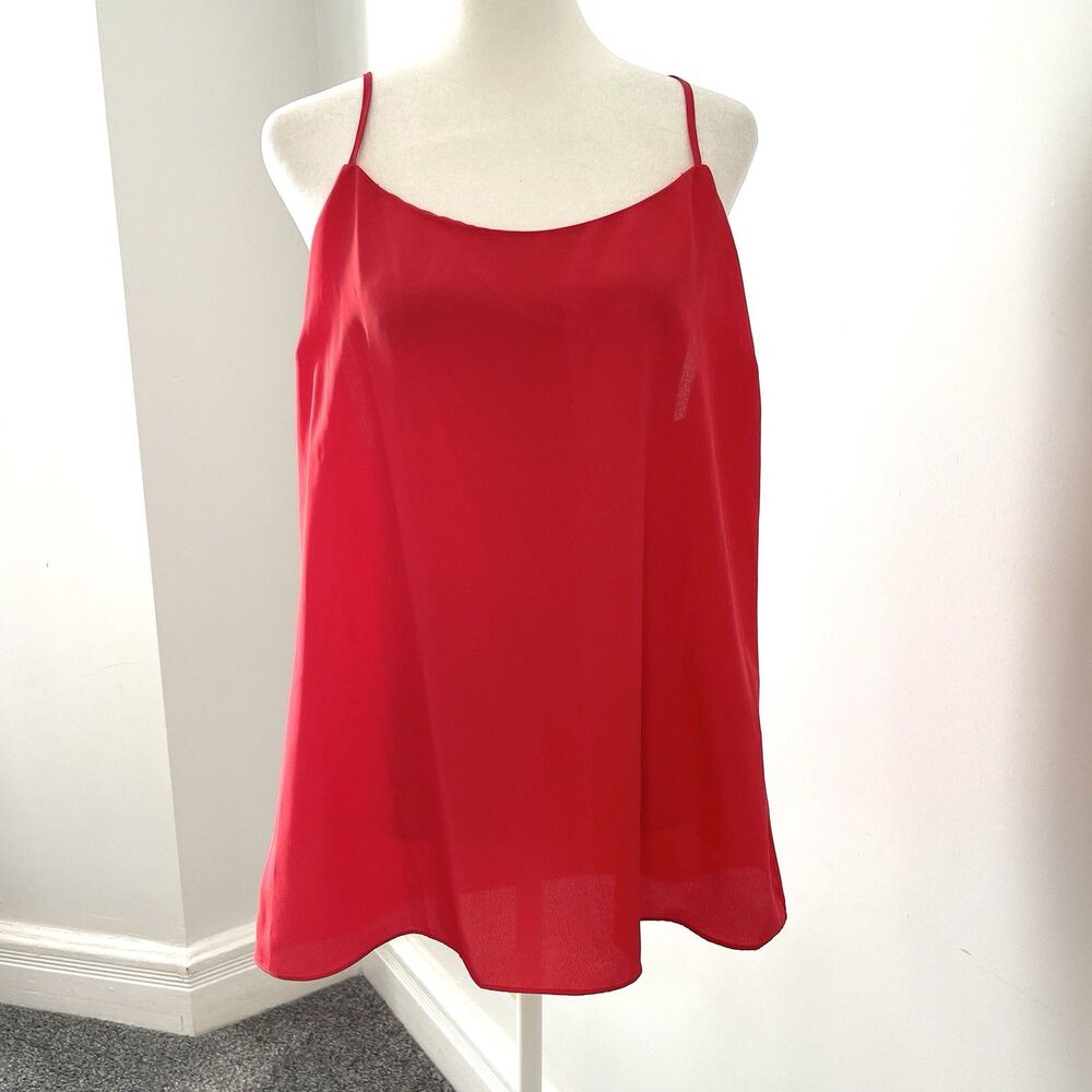 J Crew Top Womens Size 14 Spaghetti Strap Racerback Tank Bright Poppy NEW W Tags